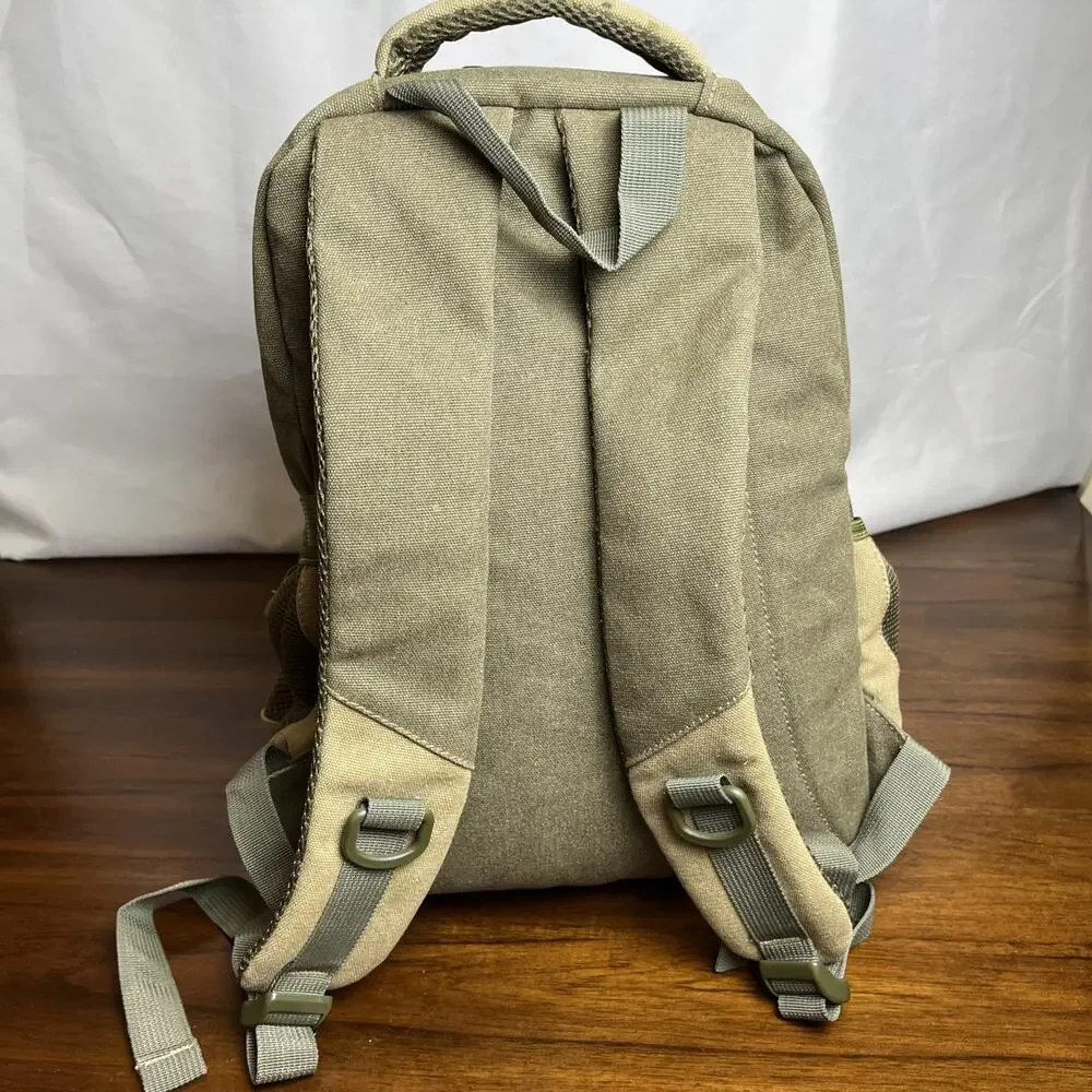 Manatee Apollo Beach FL Backpack Adult Full Size Olive Green And Tan Canvas